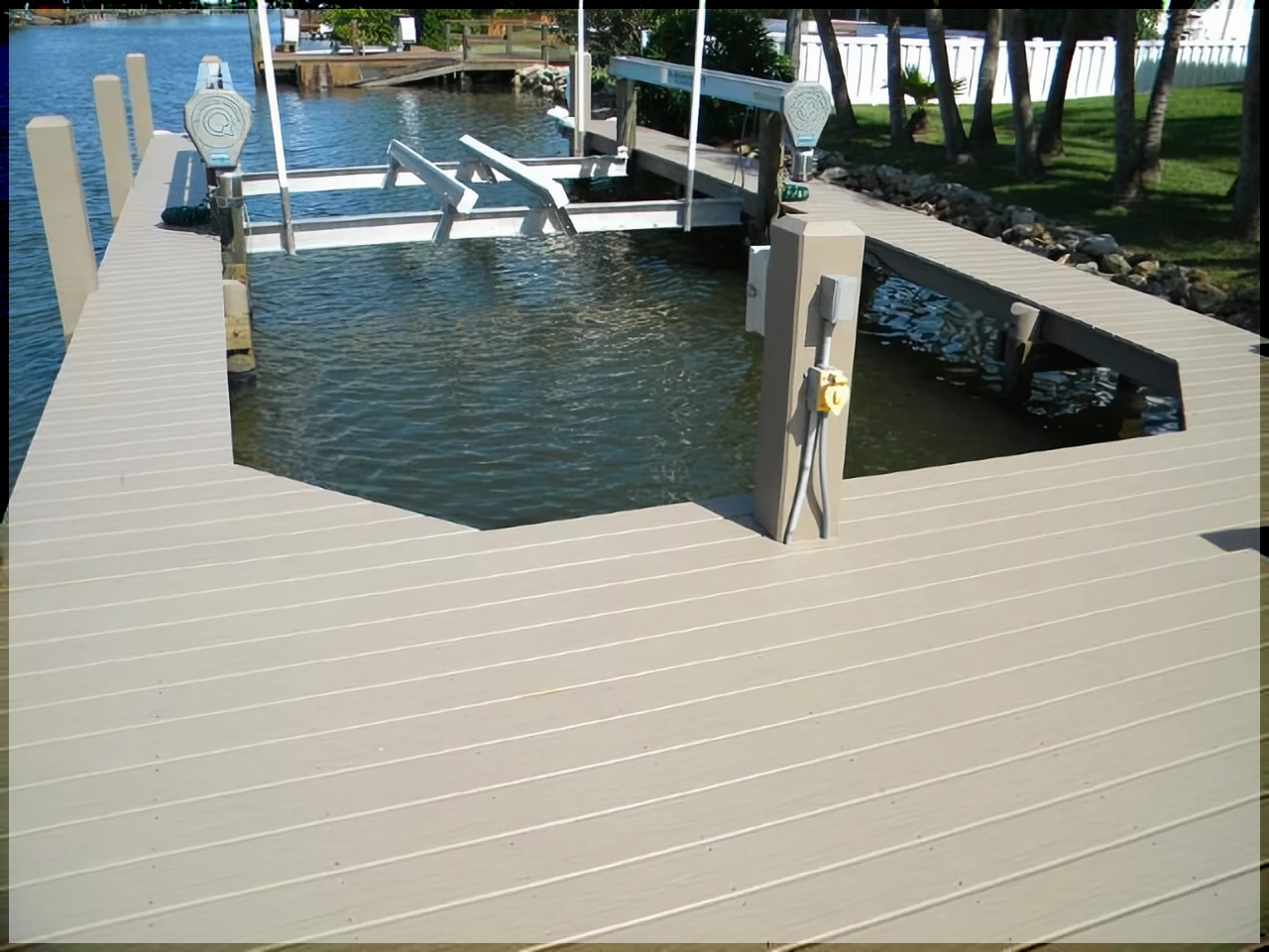 Vinyl decking around a boat slip